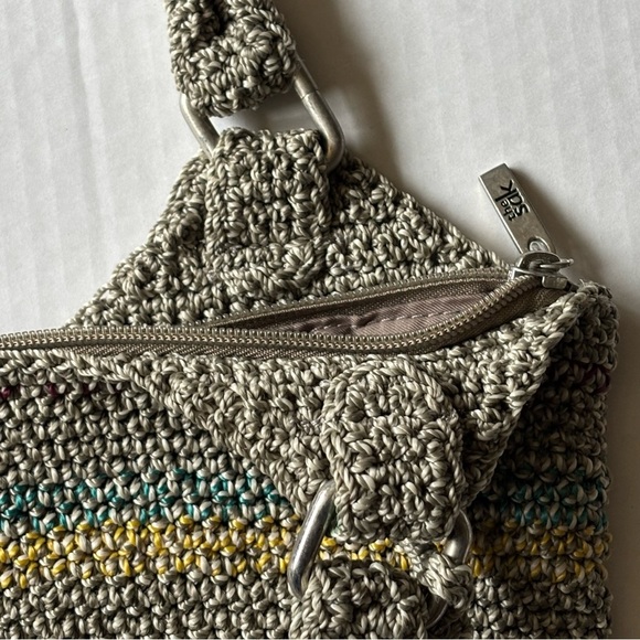 The Sak Women's Crochet Shoulder Crossbody Bag Multicolor Chevron Pattern - Picture 7 of 15